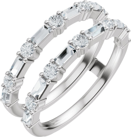 14K Gold Straight Baguette Lab-Grown Diamond Accented Ring Guard – 3x1.5mm - White Gold