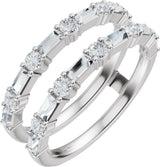 Platinum Straight Baguette Natural Diamond Accented Ring Guard