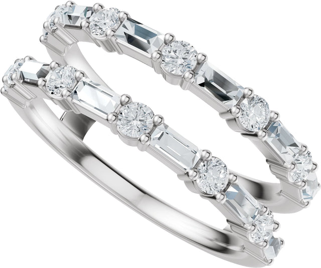 Platinum Straight Baguette Natural Diamond Accented Ring Guard - view 5
