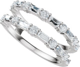 Platinum Straight Baguette Lab-Grown Diamond Accented Ring Guard - view 5