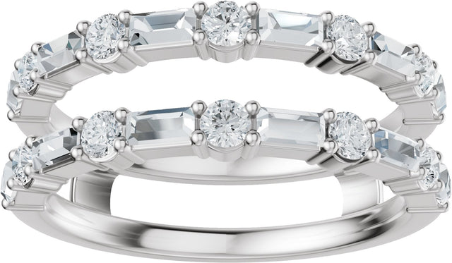 Platinum Straight Baguette Lab-Grown Diamond Accented Ring Guard - view 3