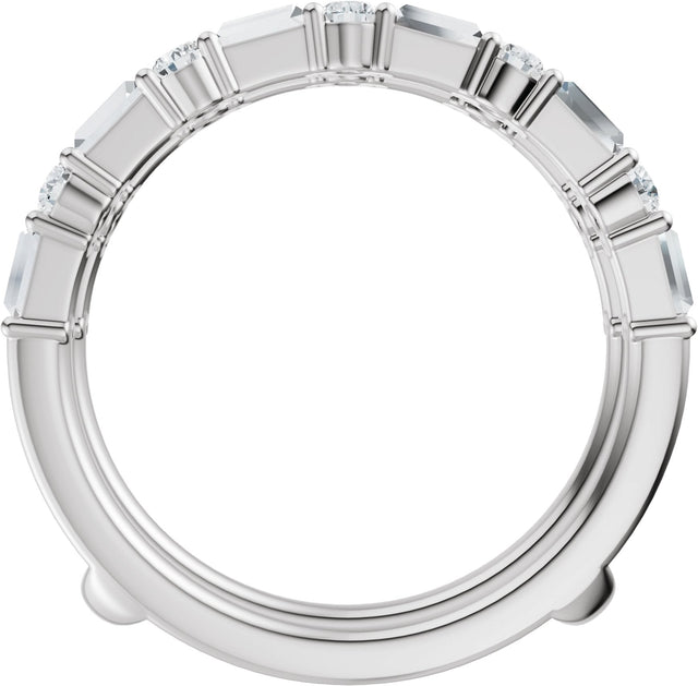 Platinum Straight Baguette Natural Diamond Accented Ring Guard - view 2