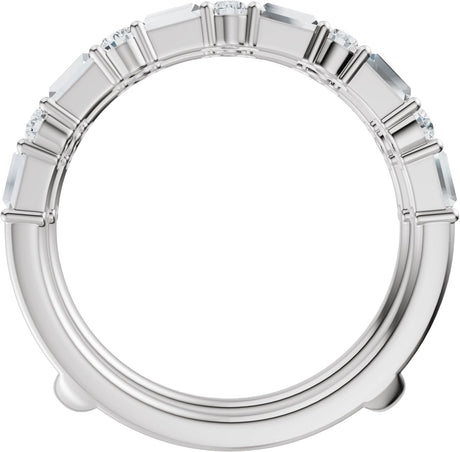 Platinum Straight Baguette Lab-Grown Diamond Accented Ring Guard - view 2