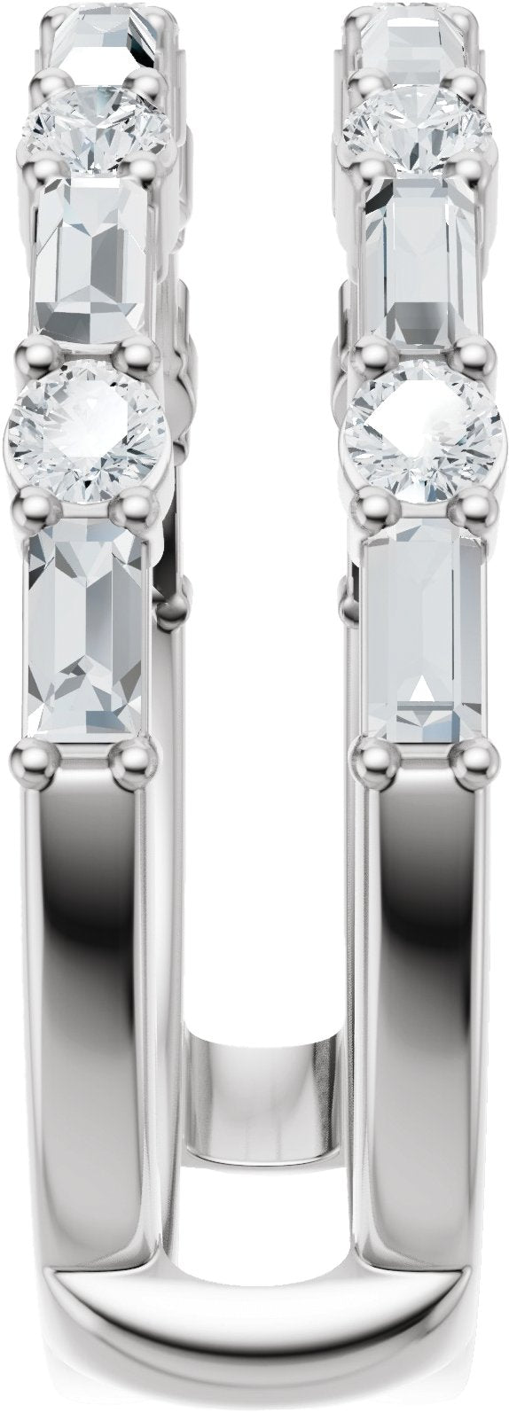 Platinum Straight Baguette Natural Diamond Accented Ring Guard - view 4