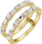 14K Gold Straight Baguette Natural Diamond Accented Ring Guard – 3x1.5mm - Yellow Gold