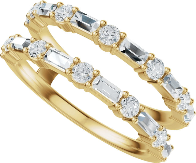 14K Gold Straight Baguette Natural Diamond Accented Ring Guard – 3x1.5mm - Yellow Gold - view 5