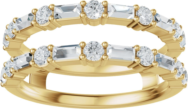 14K Gold Straight Baguette Natural Diamond Accented Ring Guard – 3x1.5mm - Yellow Gold - view 3