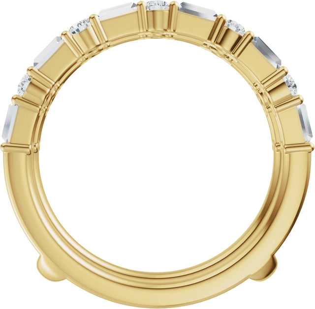 14K Gold Straight Baguette Natural Diamond Accented Ring Guard – 3x1.5mm - Yellow Gold - view 2