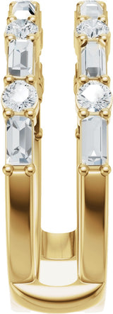 14K Gold Straight Baguette Natural Diamond Accented Ring Guard – 3x1.5mm - Yellow Gold - view 4