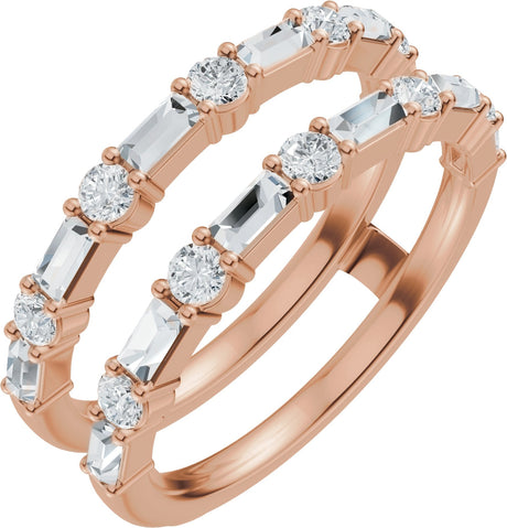 14K Gold Straight Baguette Lab-Grown Diamond Accented Ring Guard – 3x1.5mm - Rose Gold