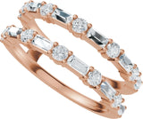 14K Gold Straight Baguette Natural Diamond Accented Ring Guard – 3x1.5mm - Rose Gold - view 5