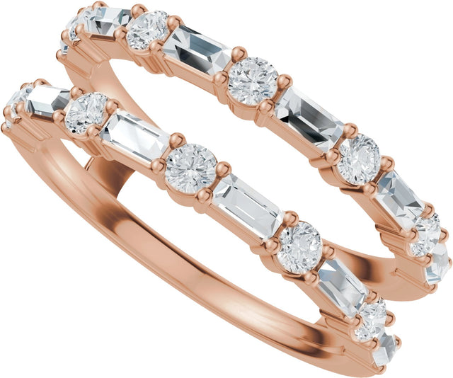 14K Gold Straight Baguette Natural Diamond Accented Ring Guard – 3x1.5mm - Rose Gold - view 5