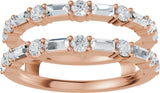 14K Gold Straight Baguette Natural Diamond Accented Ring Guard – 3x1.5mm - Rose Gold - view 3