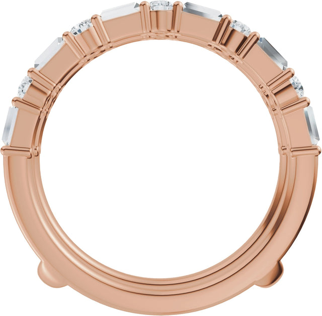 14K Gold Straight Baguette Natural Diamond Accented Ring Guard – 3x1.5mm - Rose Gold - view 2