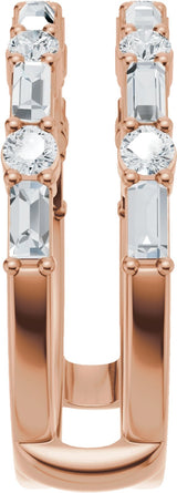 14K Gold Straight Baguette Natural Diamond Accented Ring Guard – 3x1.5mm - Rose Gold - view 4