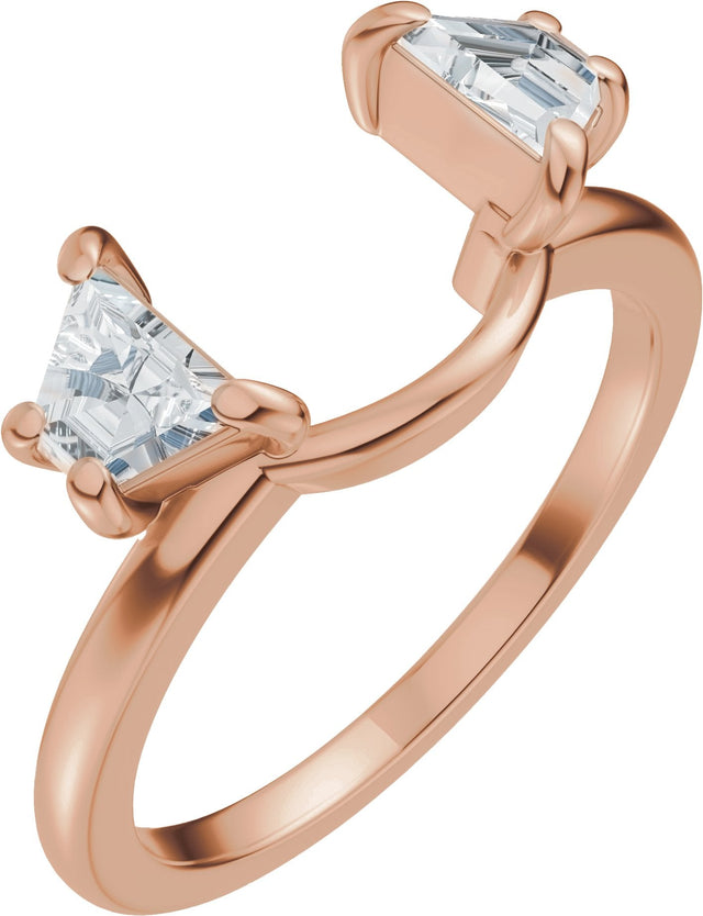 14K Gold Trapezoid Lab-Grown Diamond Wrap Ring Enhancer - Rose Gold