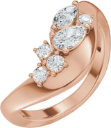 14K Gold Pear Lab-Grown Diamond Contour Band – 4.7x3.1mm - Rose Gold