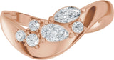 14K Gold Pear Natural Diamond Contour Band – 4.7x3.1mm - Rose Gold - view 3