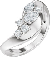 14K Gold Pear Natural Diamond Contour Band – 4.7x3.1mm - White Gold