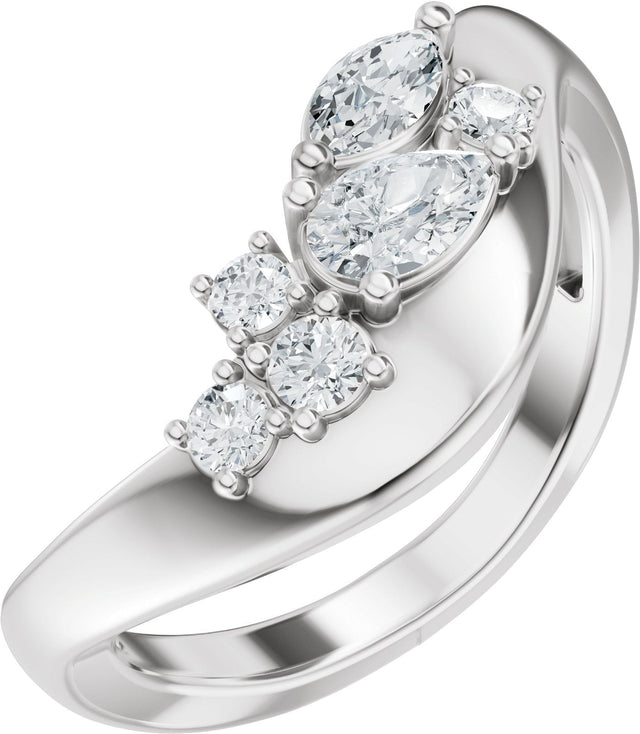 14K Gold Pear Natural Diamond Contour Band – 4.7x3.1mm - White Gold