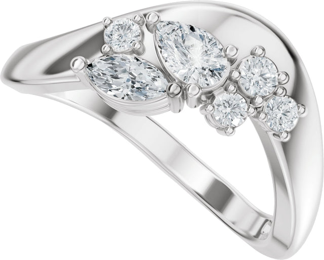 Platinum Pear Natural Diamond Contour Band – 4.7x3.1mm - view 5