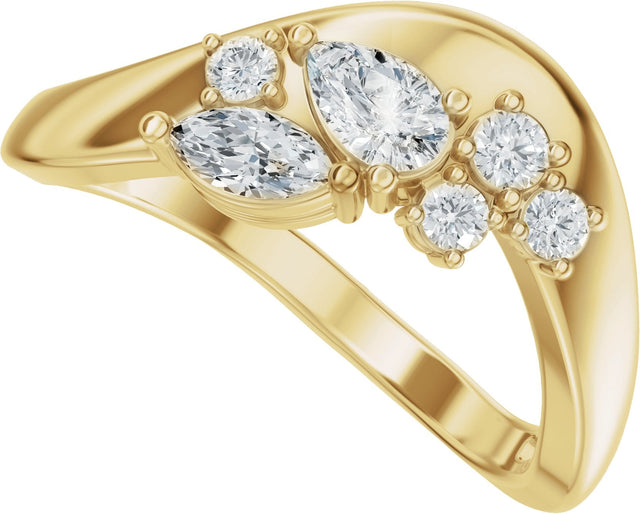 14K Gold Pear Natural Diamond Contour Band – 4.7x3.1mm - Yellow Gold - view 5