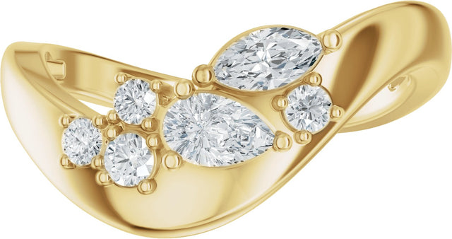 14K Gold Pear Natural Diamond Contour Band – 4.7x3.1mm - Yellow Gold - view 3