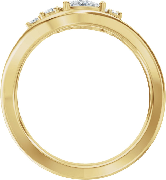 14K Gold Pear Natural Diamond Contour Band – 4.7x3.1mm - Yellow Gold - view 2