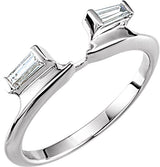 14K Gold Tapered Baguette Natural Diamond Wrap-Style Ring Enhancer - White Gold