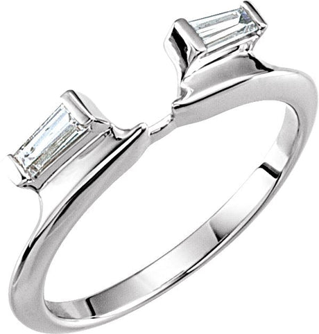 14K Gold Tapered Baguette Natural Diamond Wrap-Style Ring Enhancer - White Gold