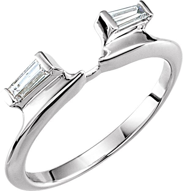 14K Gold Tapered Baguette Natural Diamond Wrap-Style Ring Enhancer - White Gold