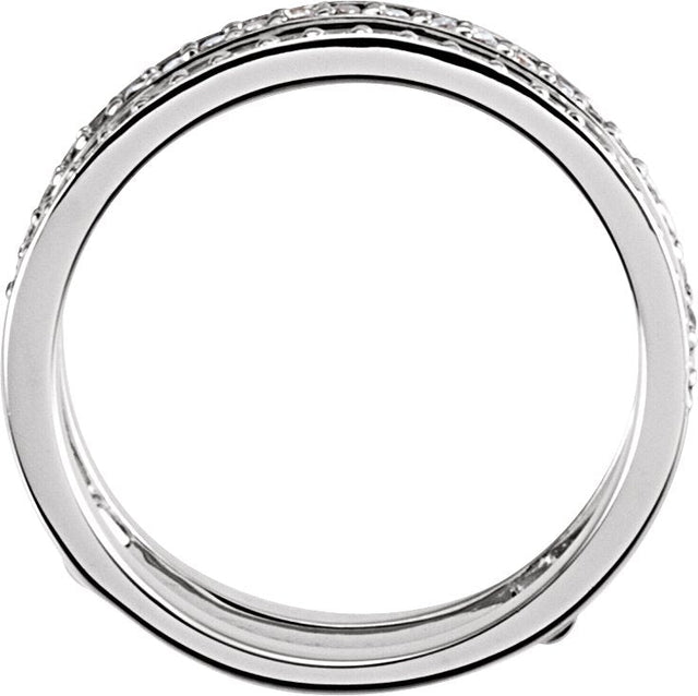 14K Gold Round Lab-Grown Diamond Ring Guard – 1mm Stones - White Gold - view 2