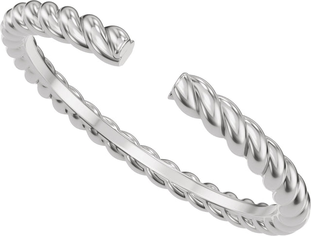 14K Gold Rope Open Band - White Gold - view 5