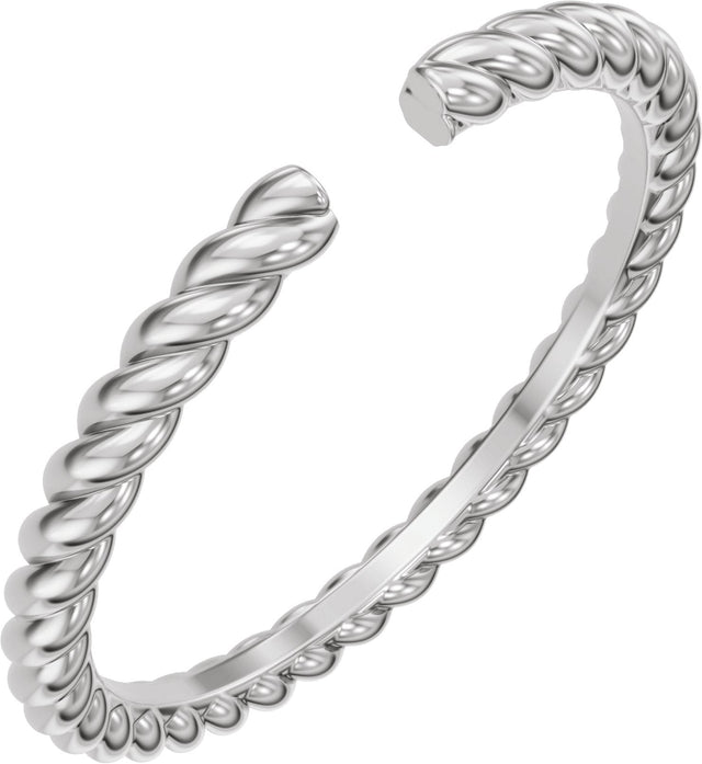 14K Gold Rope Open Band - White Gold