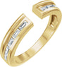 14K Gold Straight Baguette Natural Diamond Channel-Set Accented Open Band - Yellow Gold