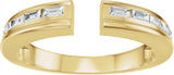 14K Gold Straight Baguette Lab-Grown Diamond Channel-Set Accented Open Band - Yellow Gold - view 3