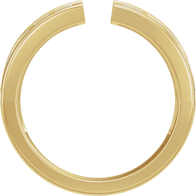 14K Gold Straight Baguette Lab-Grown Diamond Channel-Set Accented Open Band - Yellow Gold - view 2