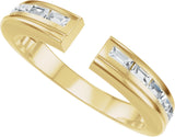 14K Gold Straight Baguette Natural Diamond Channel-Set Accented Open Band - Yellow Gold - view 5