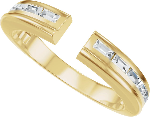 14K Gold Straight Baguette Natural Diamond Channel-Set Accented Open Band - Yellow Gold - view 5