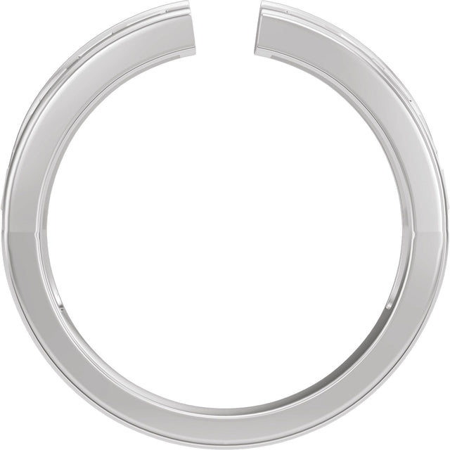 14K Gold Straight Baguette Lab-Grown Diamond Channel-Set Accented Open Band - White Gold - view 2