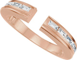 14K Gold Straight Baguette Natural Diamond Channel-Set Accented Open Band - Rose Gold - view 5