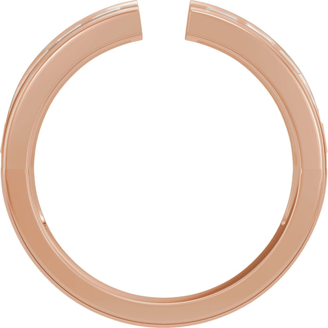 14K Gold Straight Baguette Lab-Grown Diamond Channel-Set Accented Open Band - Rose Gold - view 2