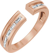 14K Gold Straight Baguette Lab-Grown Diamond Channel-Set Accented Open Band - Rose Gold