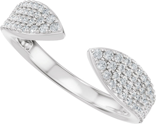 14K Gold Round Lab-Grown Diamond Pave'-Style Accented Open Band - White Gold - view 5