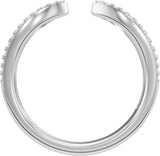 14K Gold Round Lab-Grown Diamond Pave'-Style Accented Open Band - White Gold - view 2