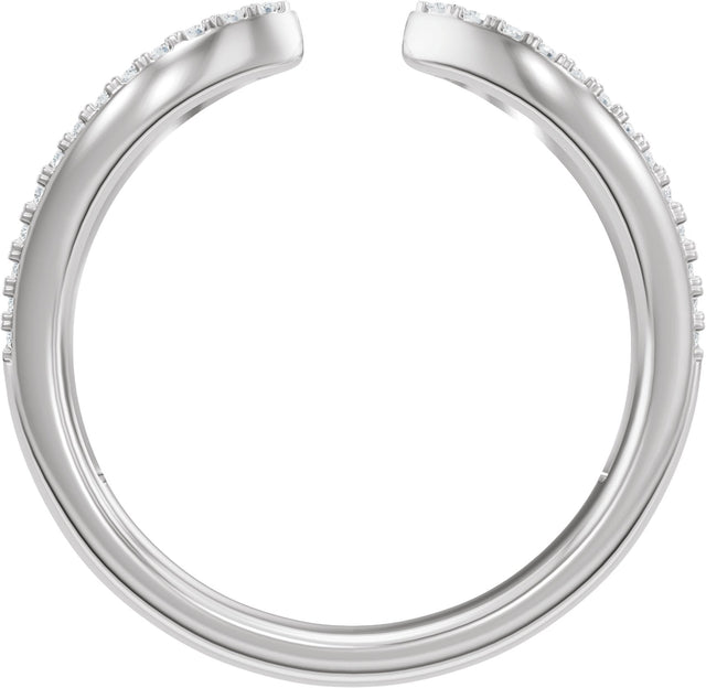 14K Gold Round Lab-Grown Diamond Pave'-Style Accented Open Band - White Gold - view 2