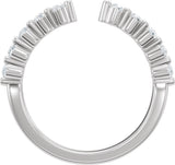 14K Gold Round Lab-Grown Diamond Accented Vintage-Inspired Open Band - White Gold - view 2