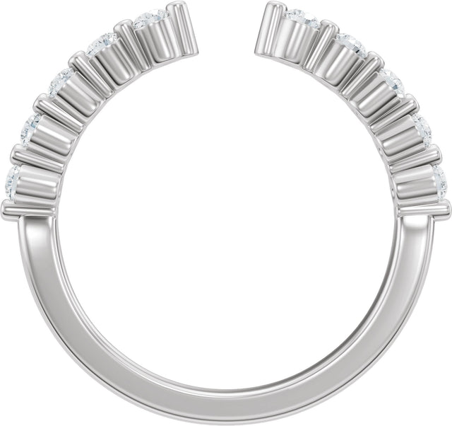 14K Gold Round Lab-Grown Diamond Accented Vintage-Inspired Open Band - White Gold - view 2