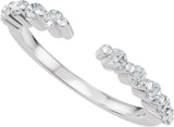 14K Gold Round Natural Diamond Accented Vintage-Inspired Open Band - White Gold - view 5