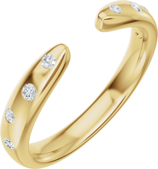 14K Gold Round Lab-Grown Diamond Accented Open Band - Yellow Gold